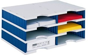 styro Sortierstation Styrodoc grau/blau mit 6 Fächern