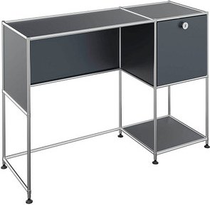 viasit System4 Schreibtisch anthrazit rechteckig, Rundrohrgestell silber 116,0 x 41,0 cm