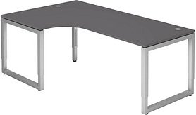 HAMMERBACHER RS82 höhenverstellbarer Schreibtisch grafit L-Form, O-Fuß-Gestell silber 200,0 x 120,0 cm