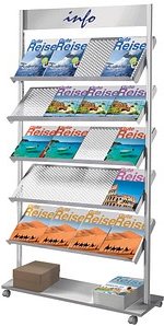 Thumbnail - Kerkmann Prospektregal silber DIN A4 20 Fächer 98,5 x 30,0 x 175,0 cm, 1 St.