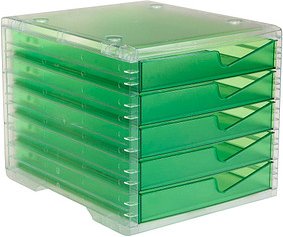 styro Schubladenbox styroswingbox light gecko 275-8430.25124, DIN A4 mit 5 Schubladen, 1 St.