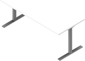 Quadrifoglio Schreibtisch weiß rechteckig, C-Fuß-Gestell silber 180,0 x 80,0 cm