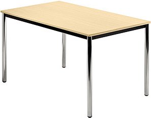 HAMMERBACHER Konferenztisch VDR12 ahorn rechteckig, Rundrohr chrom, 120,0 x 80,0 x 72,0 cm