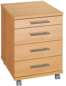 MÖBELPARTNER Rollcontainer buche 4 Auszüge 42,0 x 50,0 x 56,9 cm