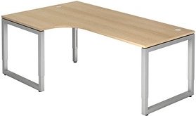 HAMMERBACHER RS82 höhenverstellbarer Schreibtisch eiche L-Form, O-Fuß-Gestell silber 200,0 x 120,0 cm
