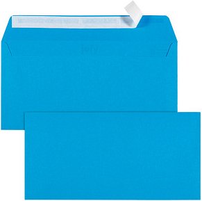 tecno Briefumschläge colors DIN lang+ ohne Fenster intensivblau haftklebend 25 St.
