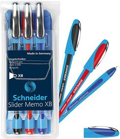 Schneider Kugelschreiber Slider Memo farbsortiert, Schreibfarbe: farbsortiert, 3 St.