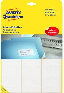 420 AVERY Zweckform Adressetiketten 3348 weiß 67,0 x 38,0 mm