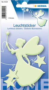 HERMA Leuchtaufkleber Sternenfee, leuchtgrün, 1 Fee 3 Sterne Etiketten