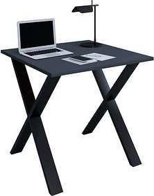 Thumbnail - VCM my office Lona Schreibtisch anthrazit quadratisch, X-Fuß-Gestell schwarz 80,0 x 80,0 cm