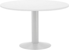 rocada Mehrzwecktisch weiß rund, Säulenfuß silber, 120,0 x 120,0 x 72,0 cm