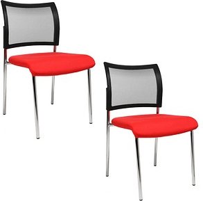 Topstar Besucherstühle Visit 10 Net NV290 G210 rot, schwarz Stoff, 2 St.