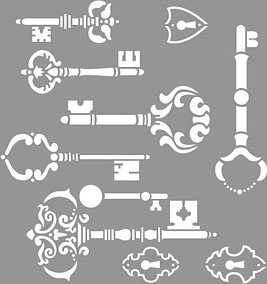 Thumbnail - Rayher Dekor-Schablone Vintage Schlüssel grau