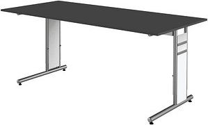 Kerkmann Priola höhenverstellbarer Schreibtisch anthrazit rechteckig, C-Fuß-Gestell silber 180,0 x 80,0 cm