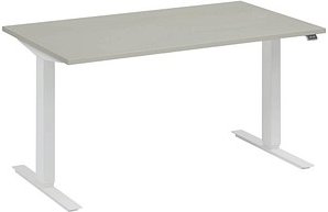 fm Move elektrisch höhenverstellbarer Schreibtisch lichtgrau, verkehrsweiß rechteckig, T-Fuß-Gestell weiß 180,0 x 80,0 c...