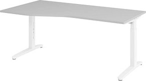 HAMMERBACHER VXB18 höhenverstellbarer Schreibtisch lichtgrau Trapezform, C-Fuß-Gestell weiß 180,0 x 80,0/100,0 cm