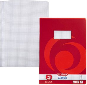 herlitz Schulheft x.book Lineatur 28 kariert DIN A4 Innen- und Außenrand, 32 Blatt, 1 St.
