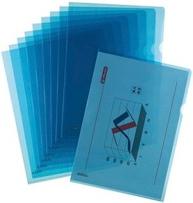 Thumbnail - herlitz Sichthüllen DIN A4 blau genarbt 0,19 mm, 10 St.