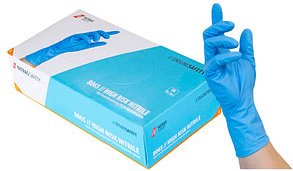 Thumbnail - NITRAS MEDICAL unisex Einmalhandschuhe HIGH RISK NITRILE blau Größe L, 50 St.