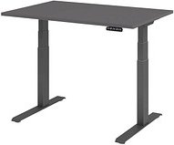 HAMMERBACHER XDKB12 elektrisch höhenverstellbarer Schreibtisch grafit rechteckig, C-Fuß-Gestell grau 120,0 x 80,0 cm