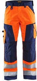 BLAKLÄDER® Herren Warnschutzhose 1566 orange, marine Größe 32