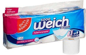 GUT&GÜNSTIG Toilettenpapier sooo weich klassik 3-lagig, 10 St.