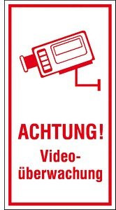 SafetyMarking® Hinweisschild "Achtung! Videoüberwachung " rechteckig 8,0 x 15,0 cm, 1 St.