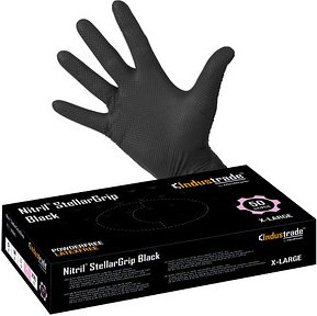 Industrade® unisex Einmalhandschuhe Nitril® StellarGrip Black schwarz Größe XL, 50 St.