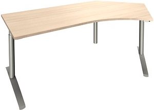 fm fastline Schreibtisch akazie Bogenform, C-Fuß-Gestell silber 220,0 x 80,0 cm