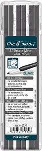 Pica Big Dry For All 6030 Bleistiftminen für Zimmermannsbleistift mit Druckmechanismus grau 2B 2,0 - 5,0 mm, 12 St.