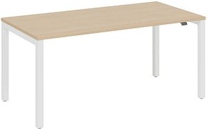 fm Catro Schreibtisch ahorn, verkehrsweiß rechteckig, 4-Fuß-Gestell weiß 200,0 x 80,0 cm