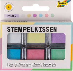 Thumbnail - folia Stempelkissen pastell weiß, hellgelb, flieder, hellblau, rosa, hellgün 6x 2,4 x 2,4 cm, 1 Pack