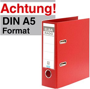 Thumbnail - ELBA A5 Hochformat Ordner rot Kunststoff 7,5 cm DIN A5 hoch, 1 St.