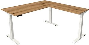 Kerkmann Move 4 elektrisch höhenverstellbarer Schreibtisch eiche rechteckig, T-Fuß-Gestell weiß 180,0 x 180,0 cm