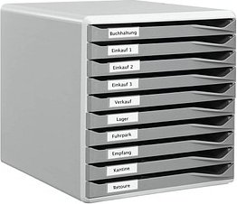 AKTION: LEITZ Schubladenbox Formular-Set  dunkelgrau 52810089, DIN A4 mit 10 Schubladen mit Prämie nach Registrierung