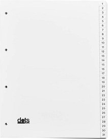 dots Ordnerregister DIN A4 Vollformat 1-31 weiß 31-teilig, 5 Satz
