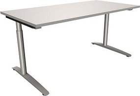 fm Sidney höhenverstellbarer Schreibtisch lichtgrau rechteckig, C-Fuß-Gestell Rundrohr silber 160,0 x 80,0 cm