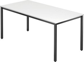 HAMMERBACHER Konferenztisch VDQ16 weiß rechteckig, Vierkantrohr schwarz, 160,0 x 80,0 x 72,0 cm