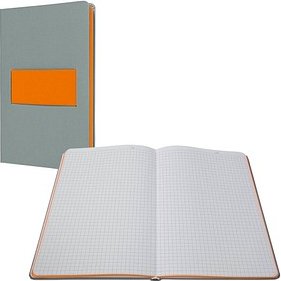 SIGEL Notizbuch Linescape DIN A5 kariert, hellgrau, neon-orange Hardcover 176 Seiten, 1 St.