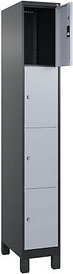 CP Schließfachschrank Classic Plus schwarzgrau, weißaluminium 080010-104 S10034, 4 Schließfächer 30,0 x 50,0 x 195,0 cm