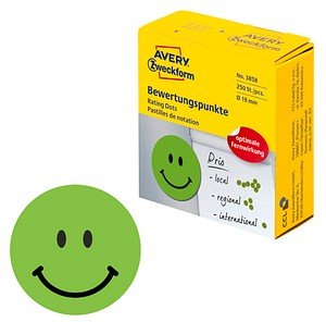 AVERY Zweckform Bewertungspunkte 3858 Gesicht, grün, 250 Etiketten