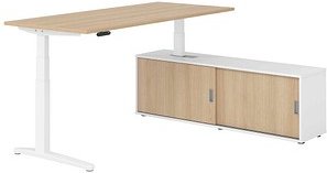 HAMMERBACHER XBHM19SB elektrisch höhenverstellbarer Schreibtisch eiche rechteckig, C-Fuß-Gestell weiß 180,0 x 80,0 cm