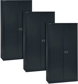 AKTION: BISLEY Stahlschränke Universal E782A04633P3 schwarz 4 Fachböden 91,4 x 40,0 x 195,0 cm, aufgebaut, 3 St.