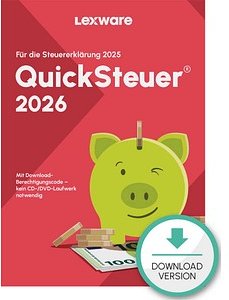 LEXWARE QuickSteuer 2026 (für das Steuerjahr 2025) Software Vollversion (Download-Link)