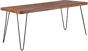 WOHNLING Esstisch sheesham rechteckig, Haarnadelbeine schwarz, 180,0 x 80,0 x 76,0 cm