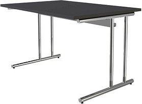 Thumbnail - Kerkmann Lago Schreibtisch anthrazit rechteckig, C-Fuß-Gestell chrom 120,0 x 80,0 cm