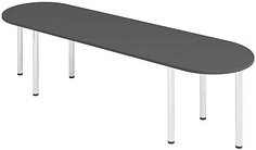 HAMMERBACHER Konferenztisch grafit oval, Rundrohr chrom, 280,0 x 80,0 x 72,0 - 74,0 cm