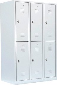 Thumbnail - LÜLLMANN Spind signalweiß 523237, 6 Schließfächer 118,5 x 50,0 x 180,0 cm