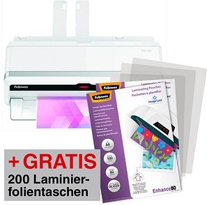 AKTION: Fellowes Venus A3 Laminiergerät bis DIN A3 + GRATIS 200 Laminierfolien, DIN A4, 80 micron, glänzend