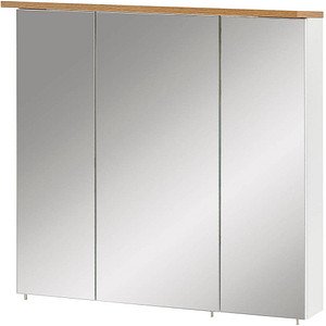MÖBELPARTNER Spiegelschrank Jelda 142296 weiß glanz, eiche landhaus 70,4 x 23,7 x 72,3 cm